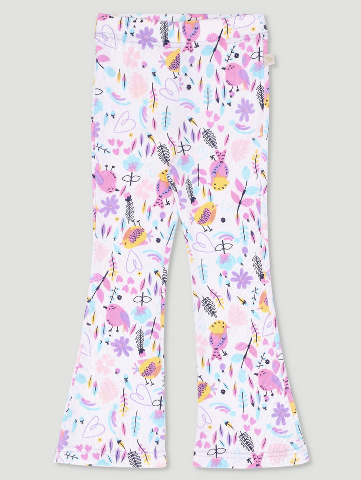 Pre-Girls Flare Leg Birdie Pants - Light Blue