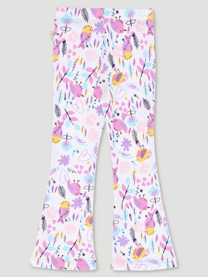 Pre-Girls Flare Leg Birdie Pants - Light Blue