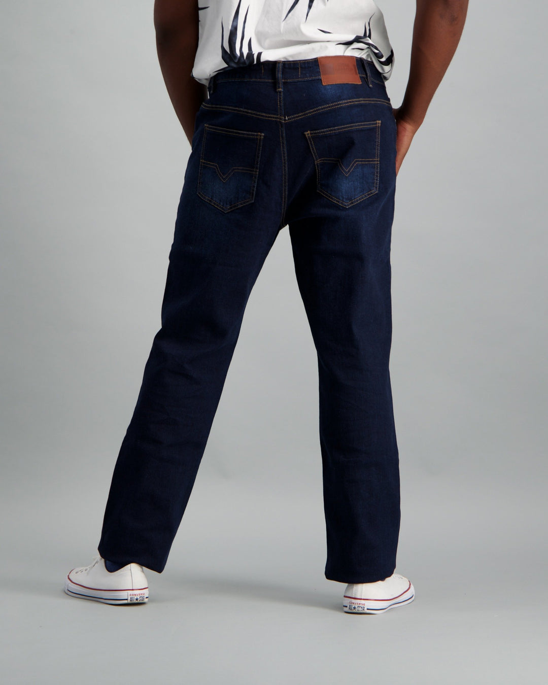 Men's Dark Blue Straight Stretch Denim Jean