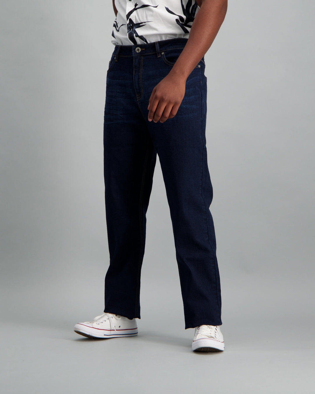 Men's Dark Blue Straight Stretch Denim Jean