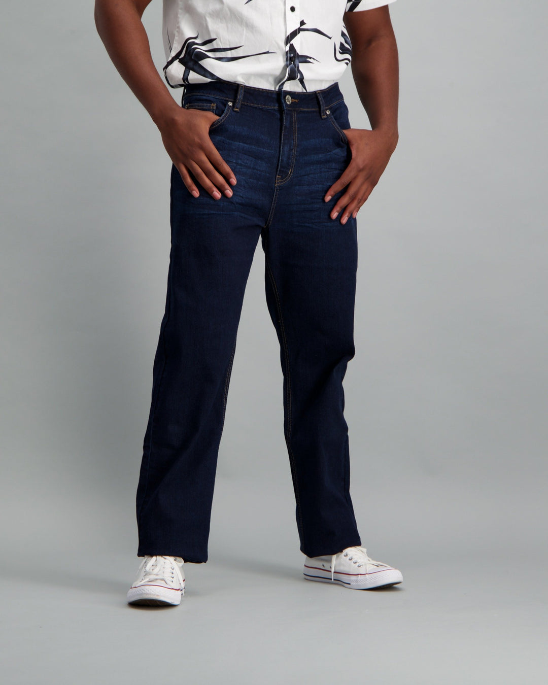 Men's Dark Blue Straight Stretch Denim Jean