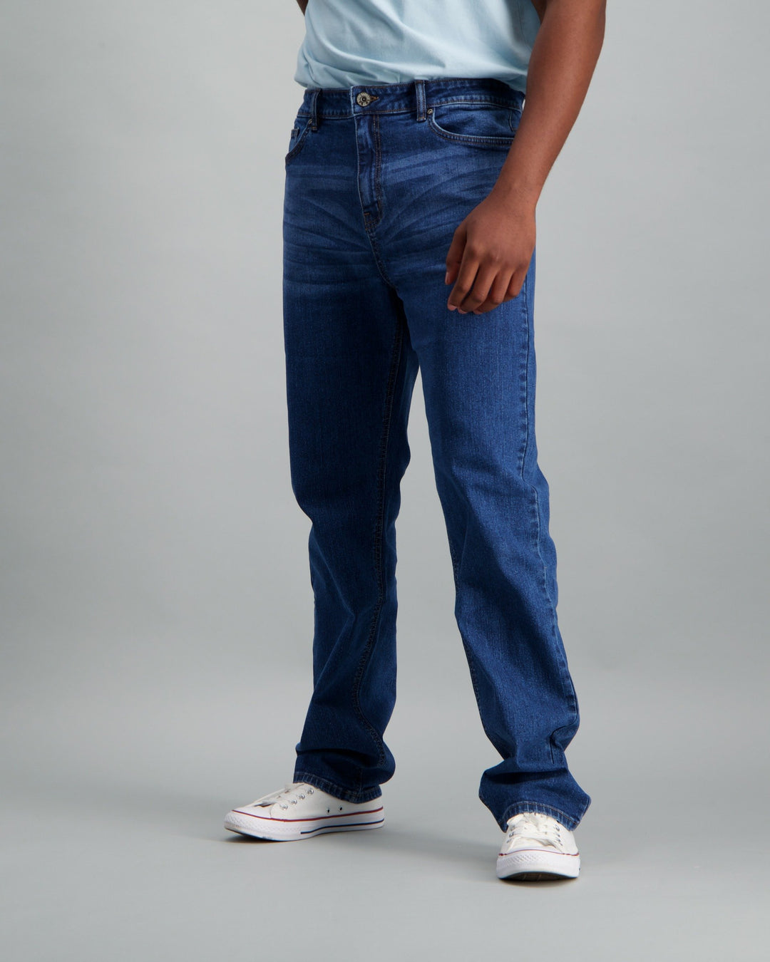 Men's Mid Wash Straight Stretch Denim Jean