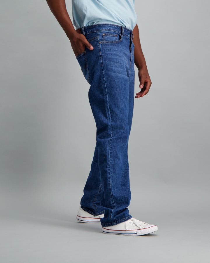 Men's Mid Wash Straight Stretch Denim Jean