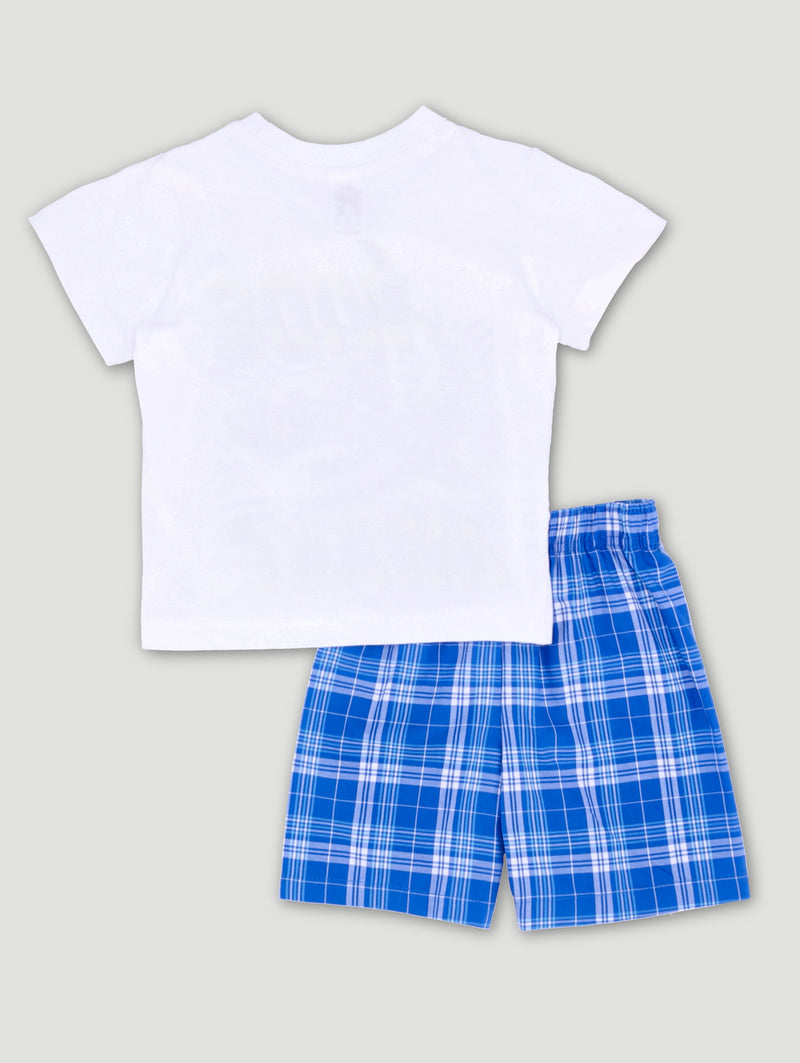 Boys Shark Print Woven Sleep Set - White