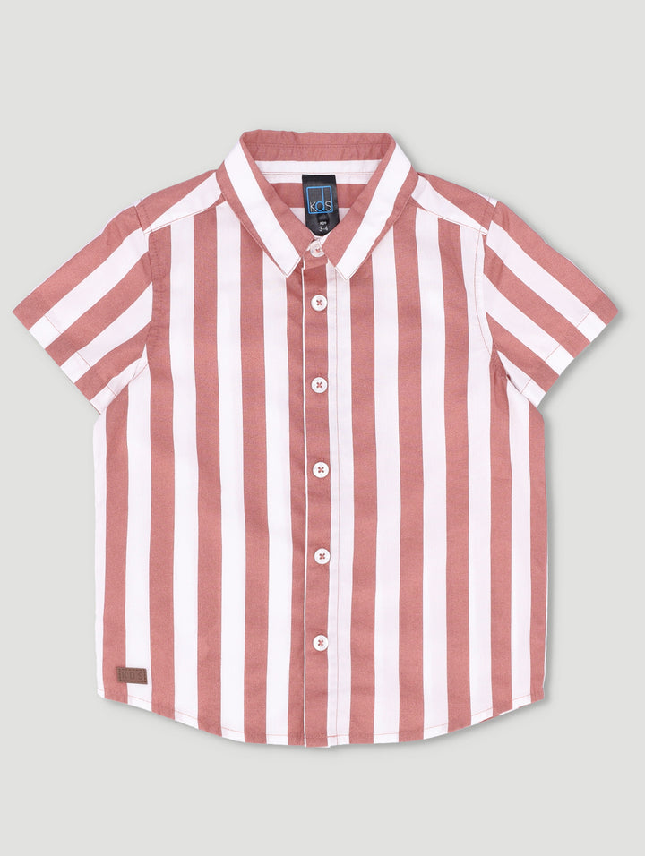 Pre-Boys Stripe Printed Shirt - Mahogany