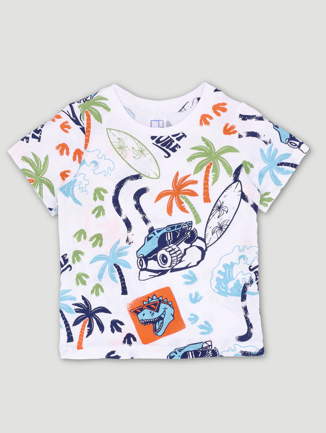 Pre-Boys Palm Dino Tee - White