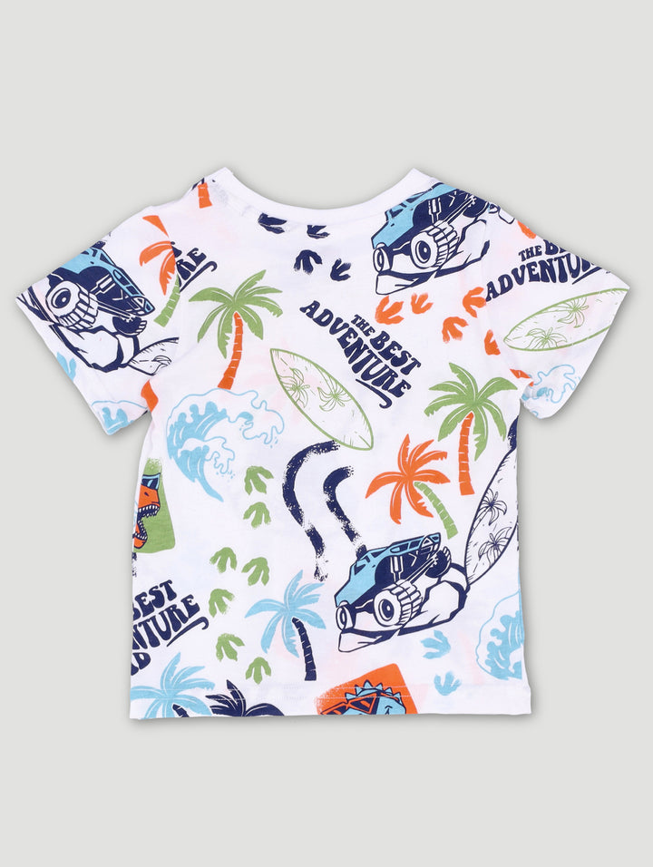Pre-Boys Palm Dino Tee - White