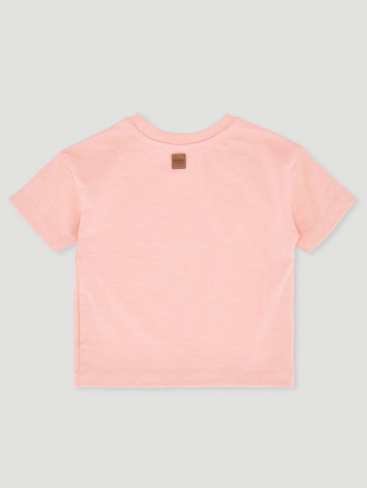 Keedo Baby Girls Pearl Logo Tee - Peach