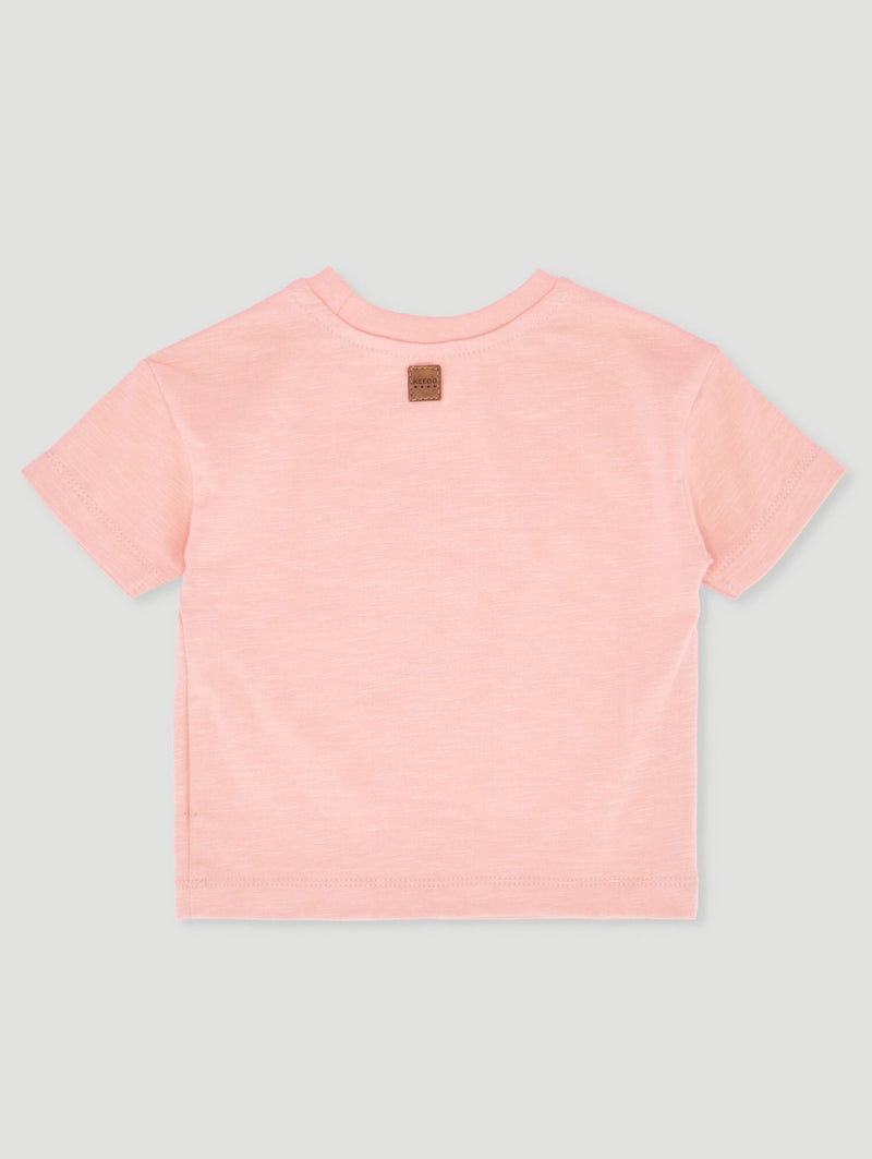 Keedo Baby Girls Pearl Logo Tee - Peach