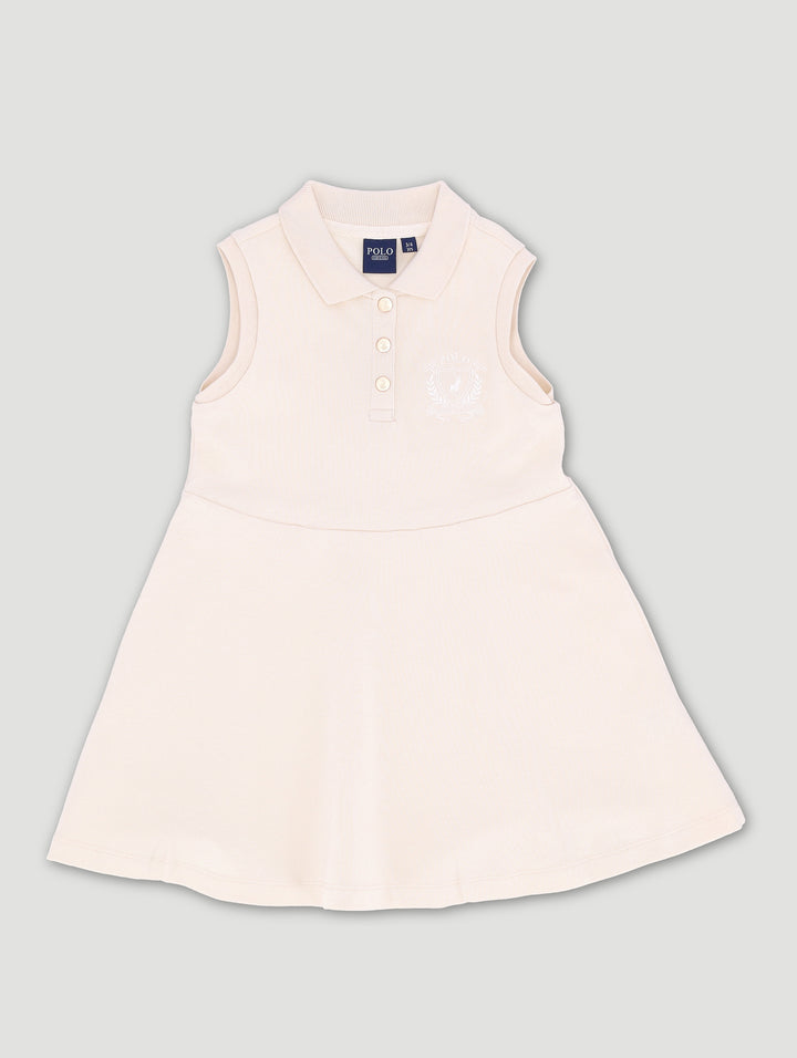 Pre-Girls Kerry Crested Sleeveless Dress - Cream
