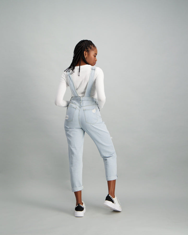 Ladies Light Blue Denim Dungaree