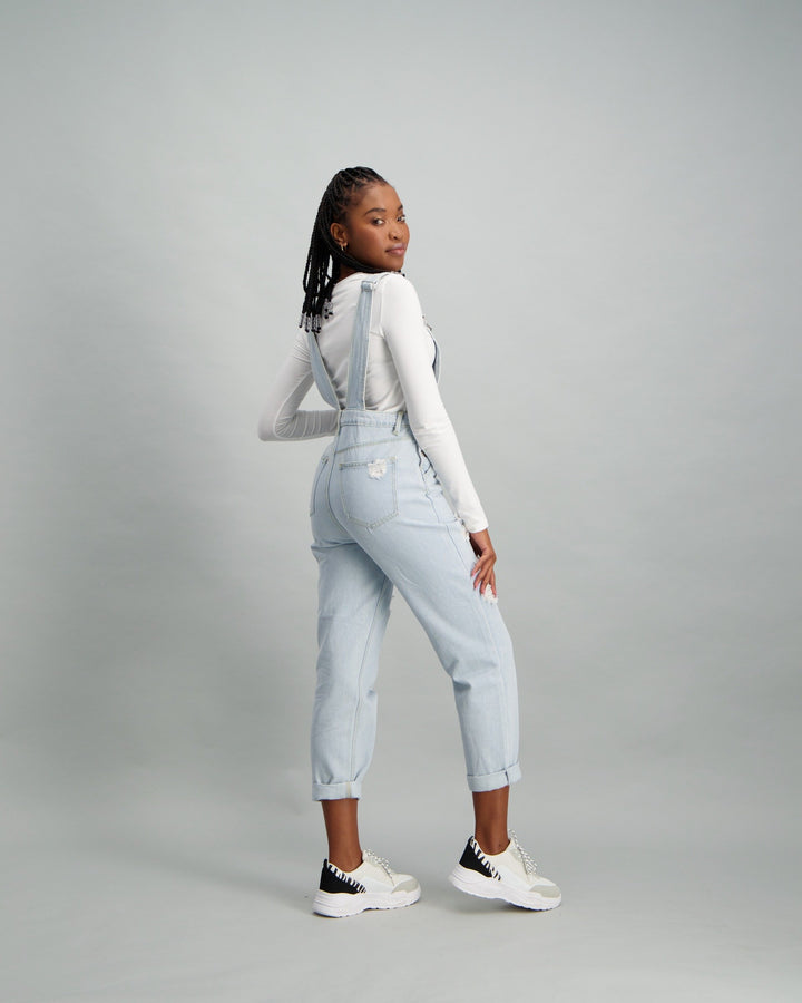 Ladies Light Blue Denim Dungaree