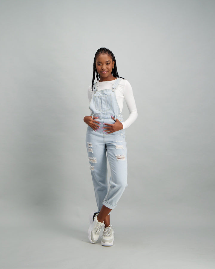 Ladies Light Blue Denim Dungaree