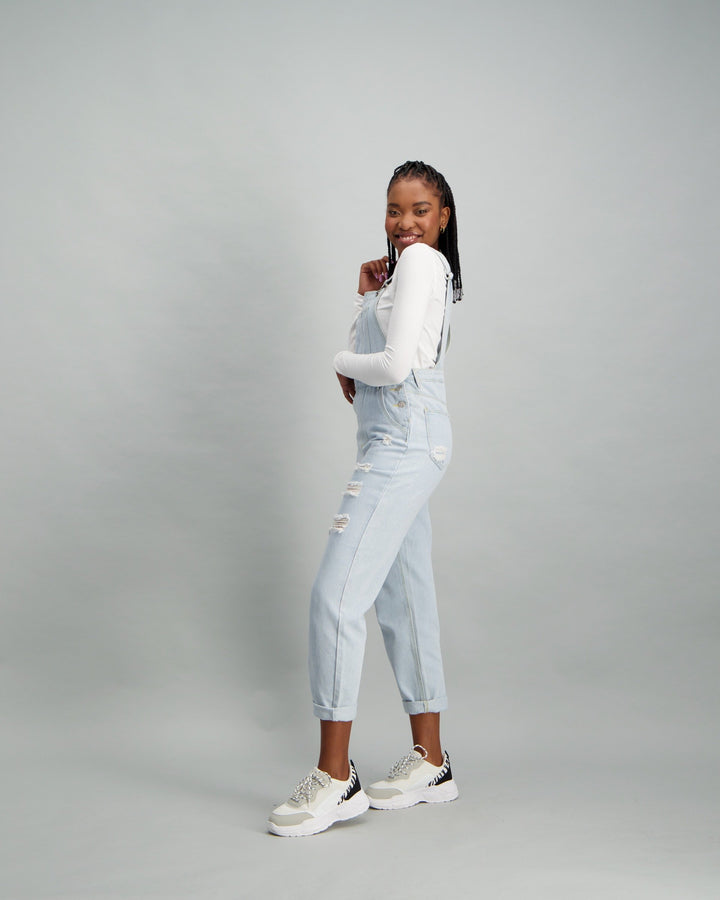 Ladies Light Blue Denim Dungaree