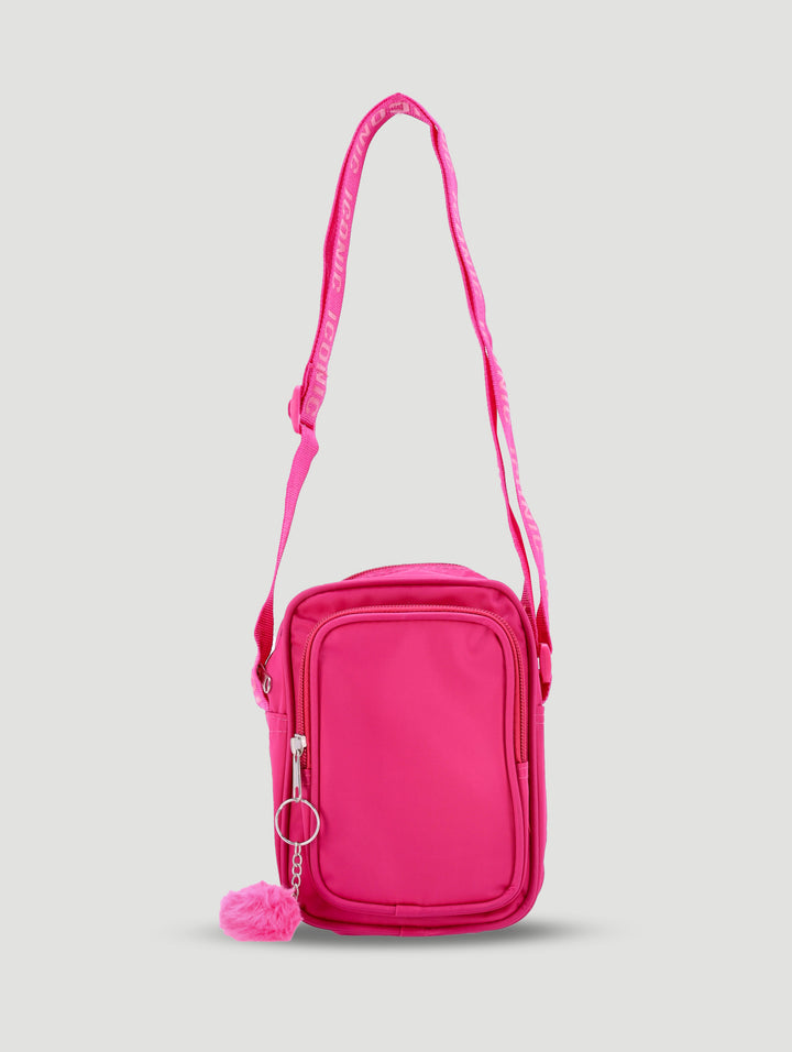 Girls Nylon Canvas Crossbody Bag - Pink