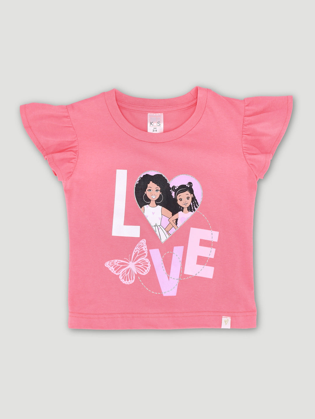 Pre-Girls Shoulder Frill Top - Coral