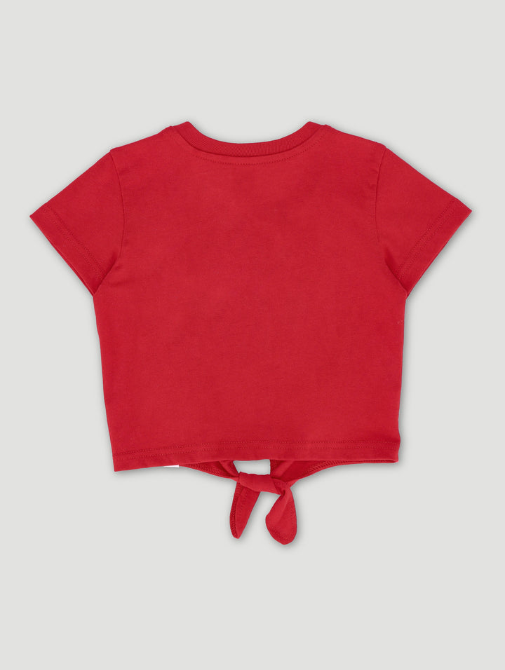 Pre-Girls Christmas Joy Tie Front Tee - Red