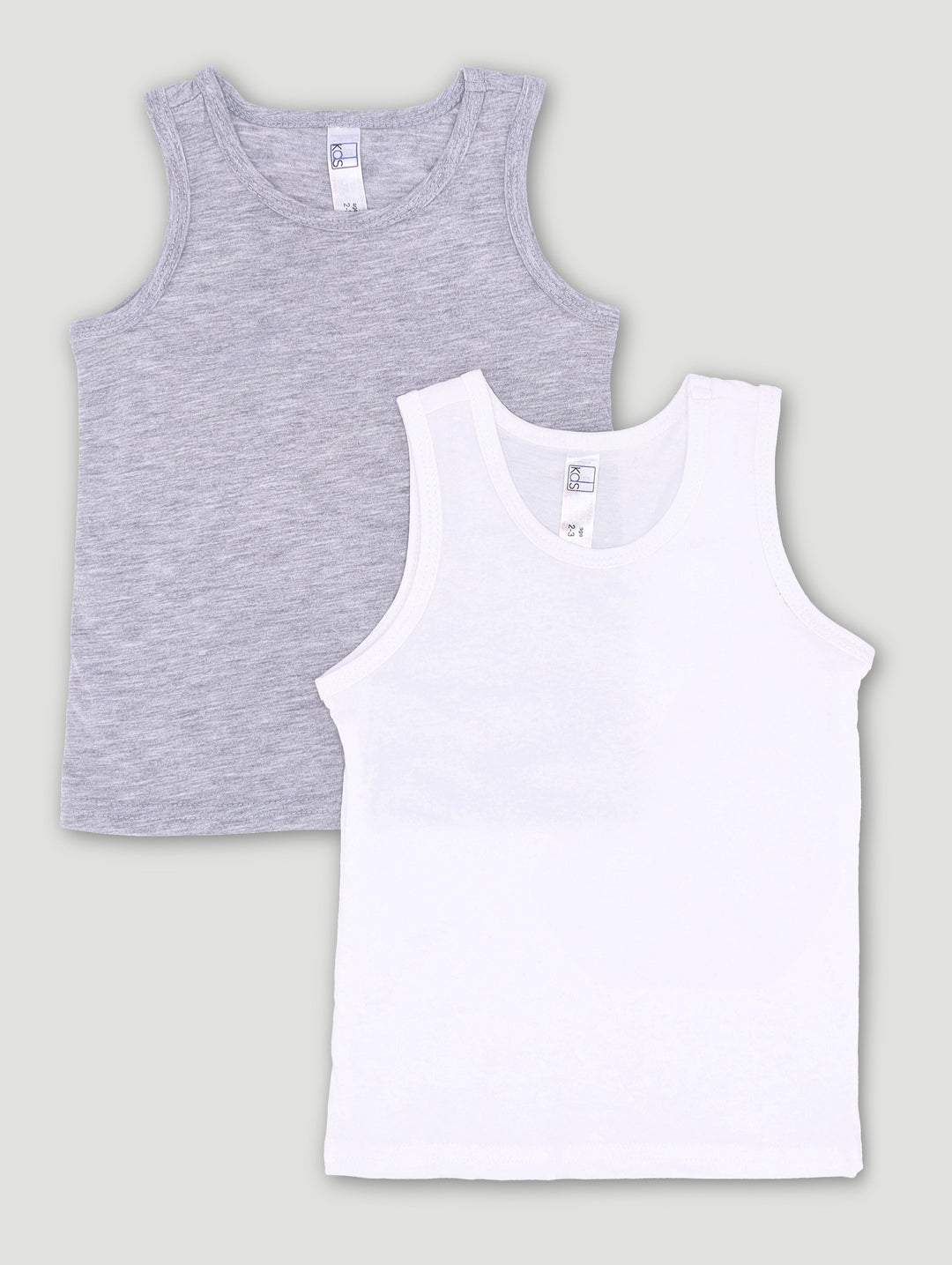 Pre-Boys 2 Pack Sleeveless Vests - Grey/White