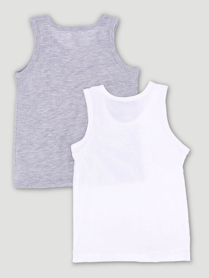 Pre-Boys 2 Pack Sleeveless Vests - Grey/White