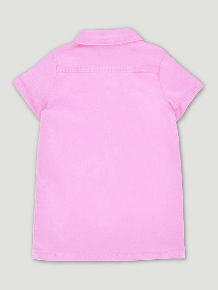 Pre-Girls Twill Shirt Dress - Pink