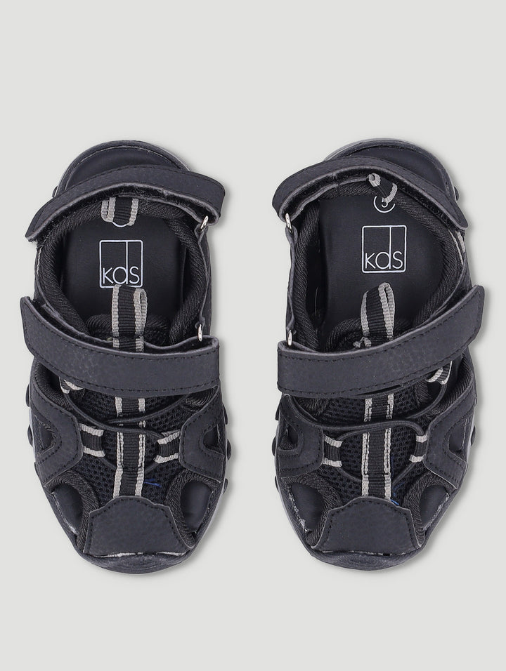 Boys Closed Toe Sandal - Black/Grey