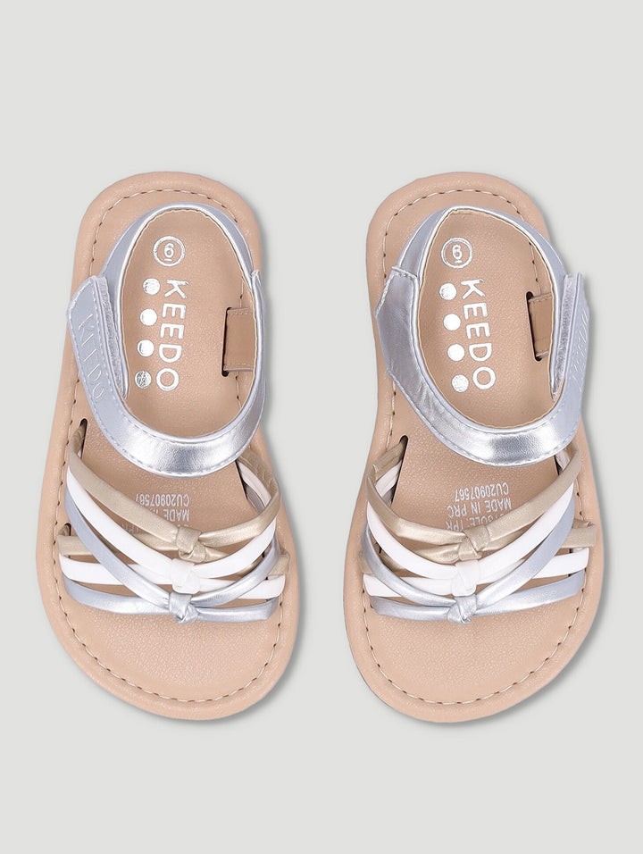 Keedo Girls Metallic Multi Strap Sandal - Silver