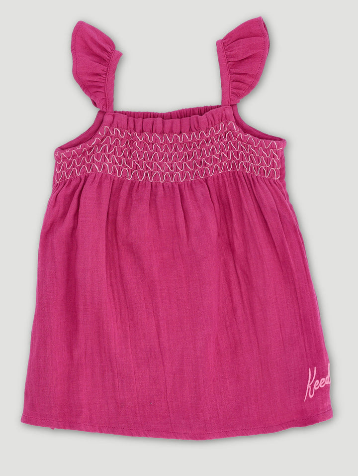Keedo Baby Girls Smocked Dress - Burgundy