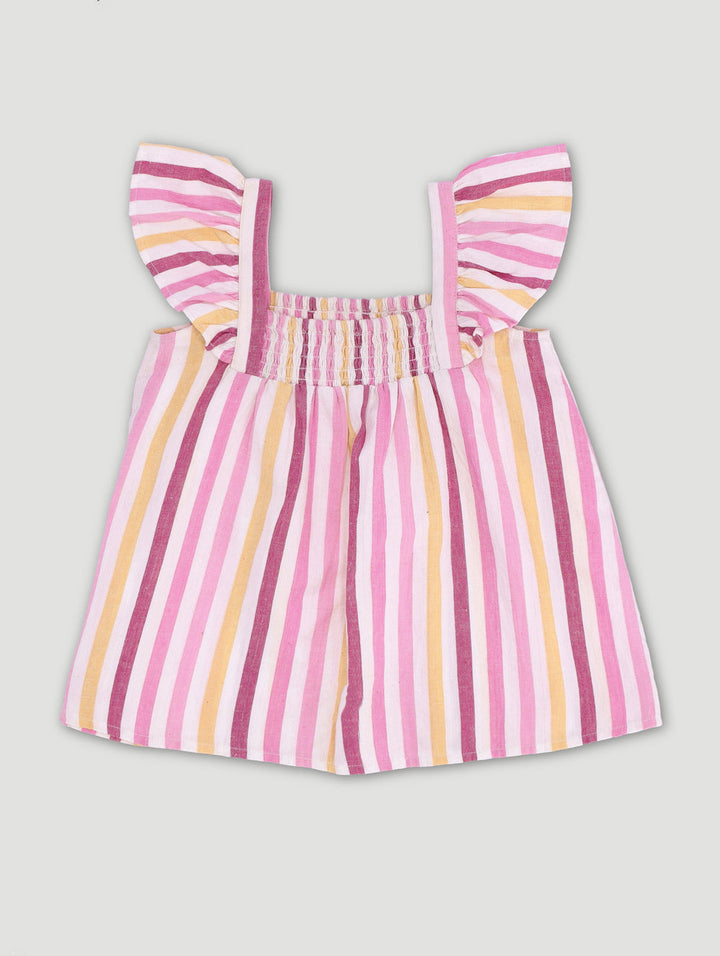 Keedo Girls Stripe Woven Top - Pink