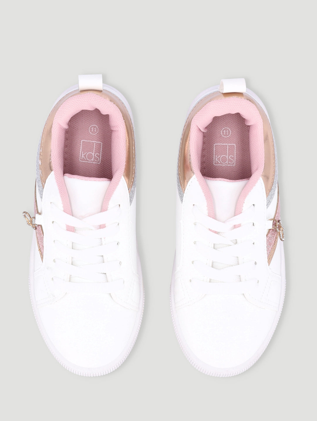 GIRLS ROSE GOLD SNEAKER - WHITE