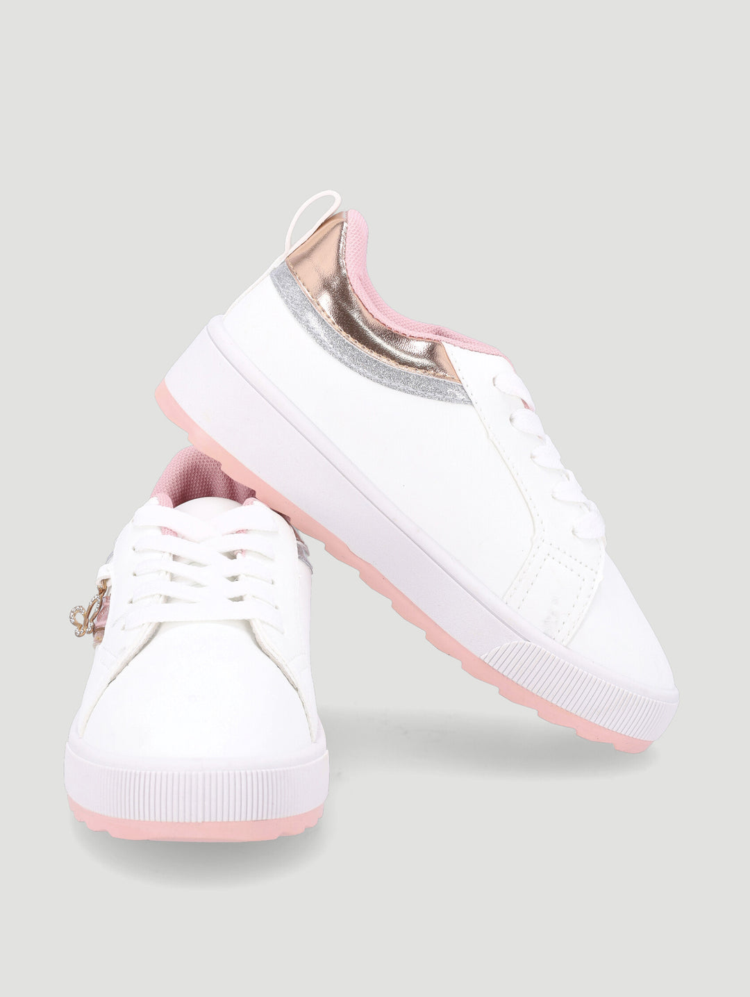 GIRLS ROSE GOLD SNEAKER - WHITE