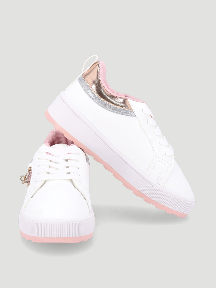 GIRLS ROSE GOLD SNEAKER - WHITE