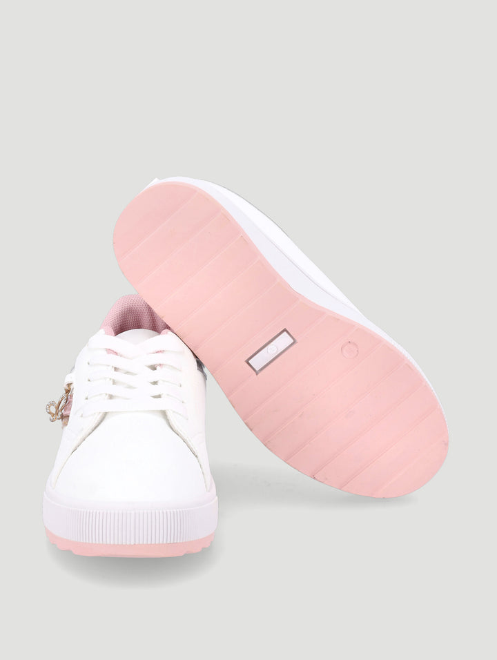 GIRLS ROSE GOLD SNEAKER - WHITE