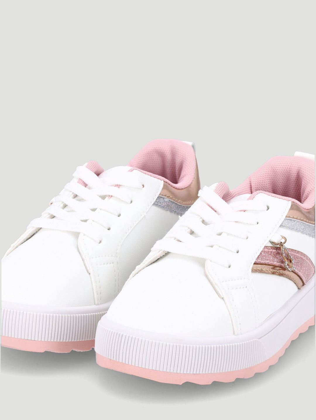 GIRLS ROSE GOLD SNEAKER - WHITE