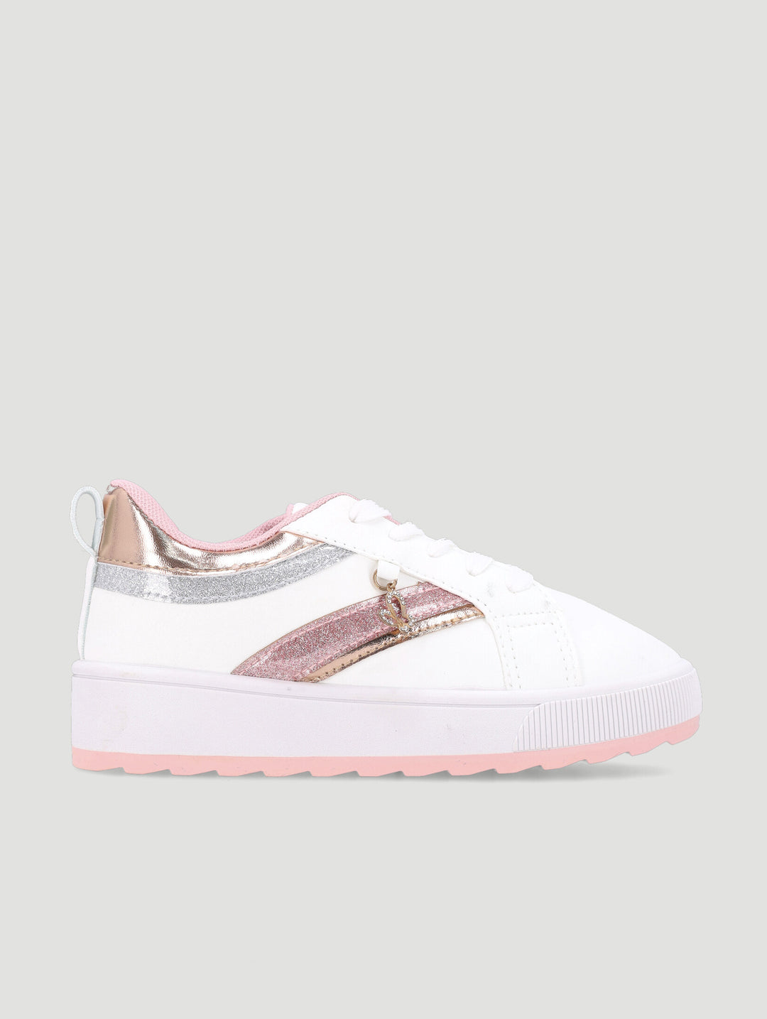 GIRLS ROSE GOLD SNEAKER - WHITE