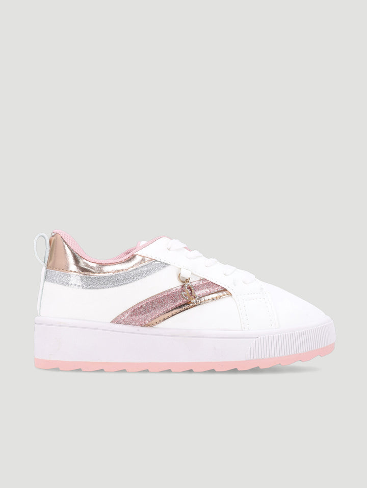 GIRLS ROSE GOLD SNEAKER - WHITE