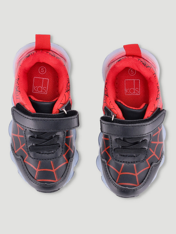 Pre-Boys Light Up Web Trainer - Black/Red
