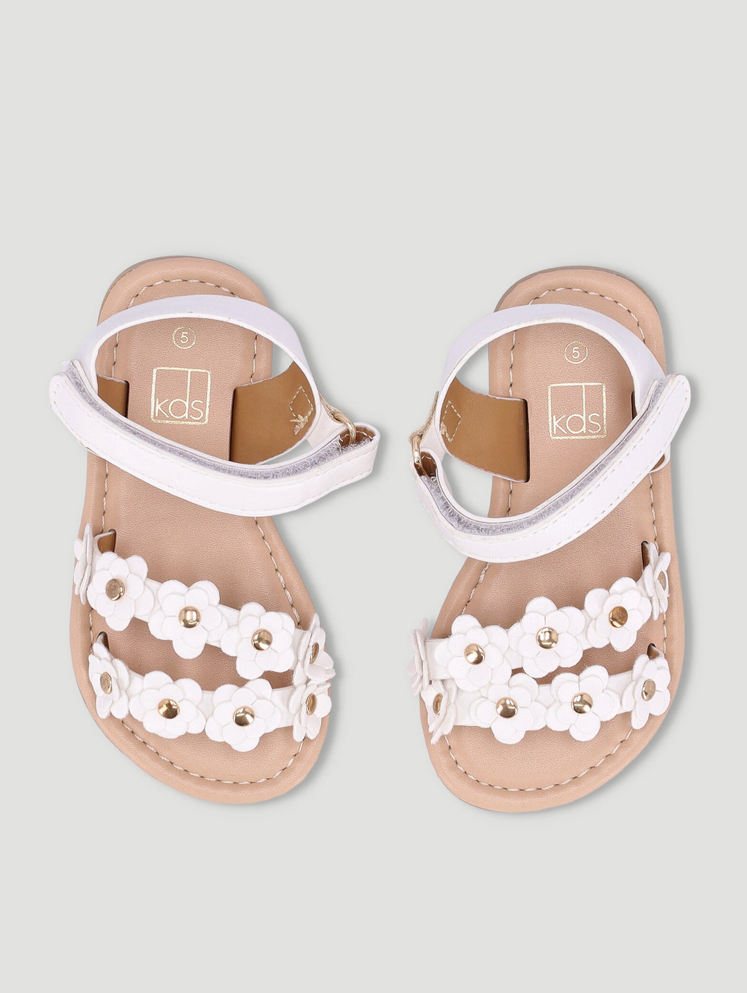 Pre-Girls Flower Sandal - White