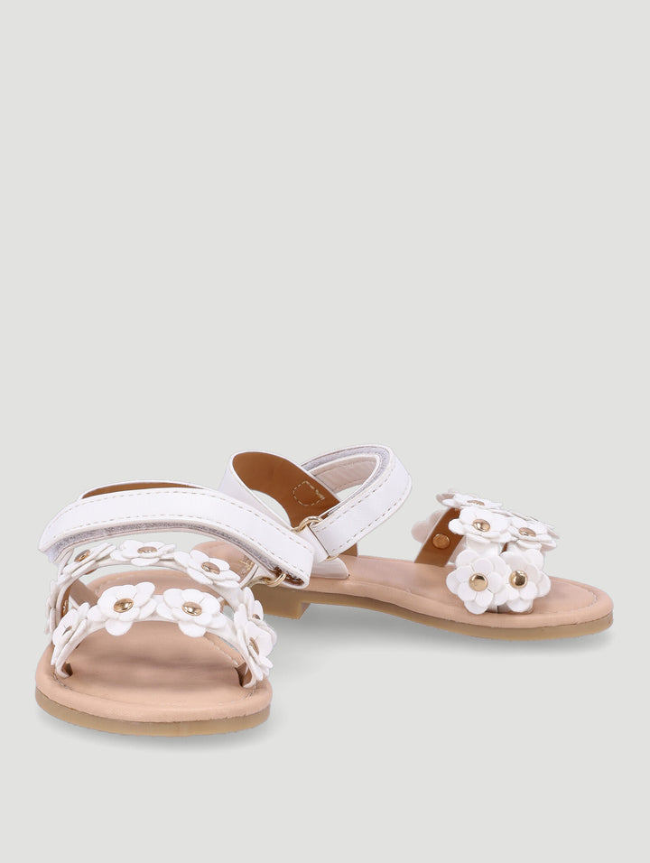 Pre-Girls Flower Sandal - White