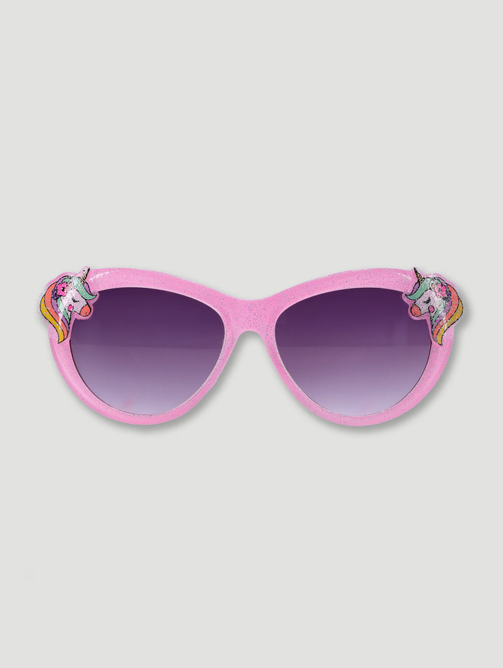 Pre-Girls Unicorn Glitter Oval Sunnies - Pink
