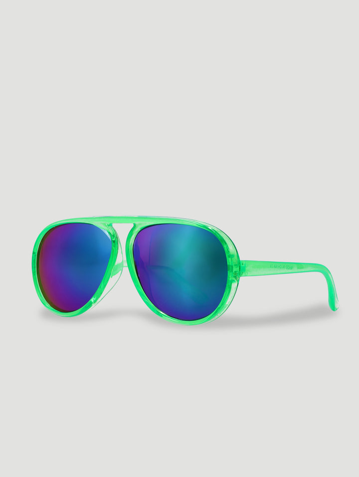 Pre-Boys Green Plastic Aviator Sunglasses - Green
