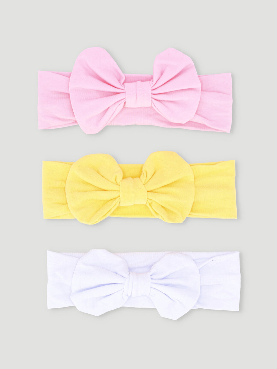 Baby Girls 3 Pack Plain Bow Headbands - Yellow