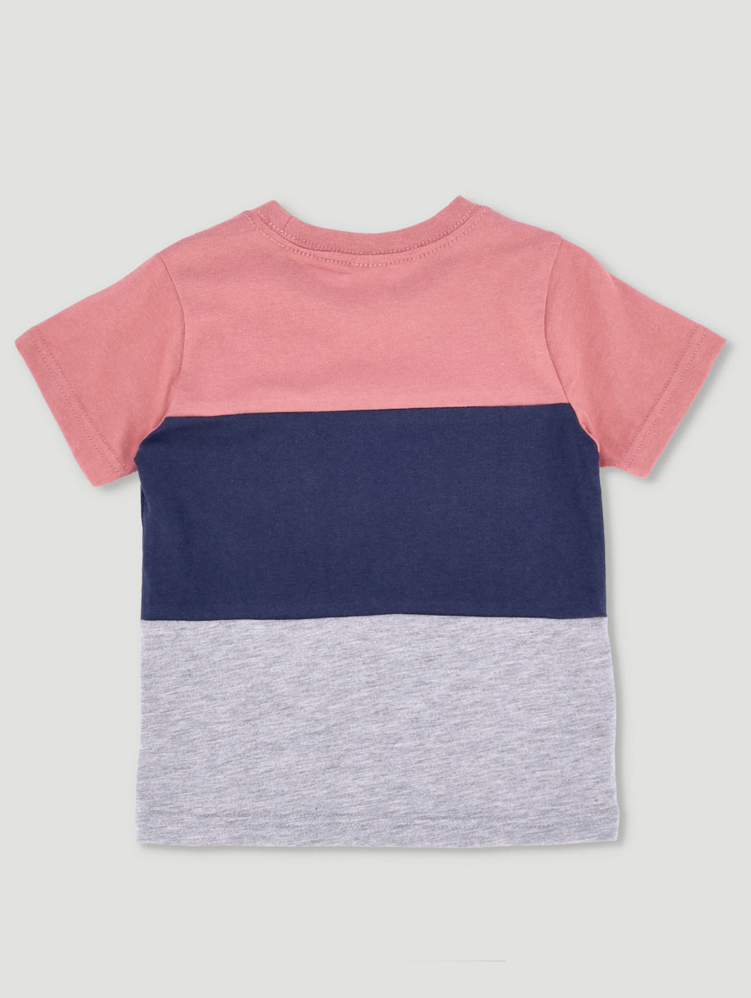 Pre-Boys Fashion Embroidered Colour Block Tee - Mahogany/Navy/Grey