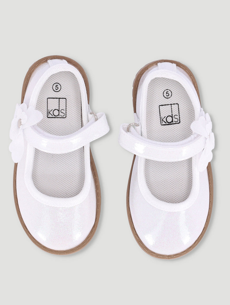 Pre-Girls Comfort Pump - White Glitter