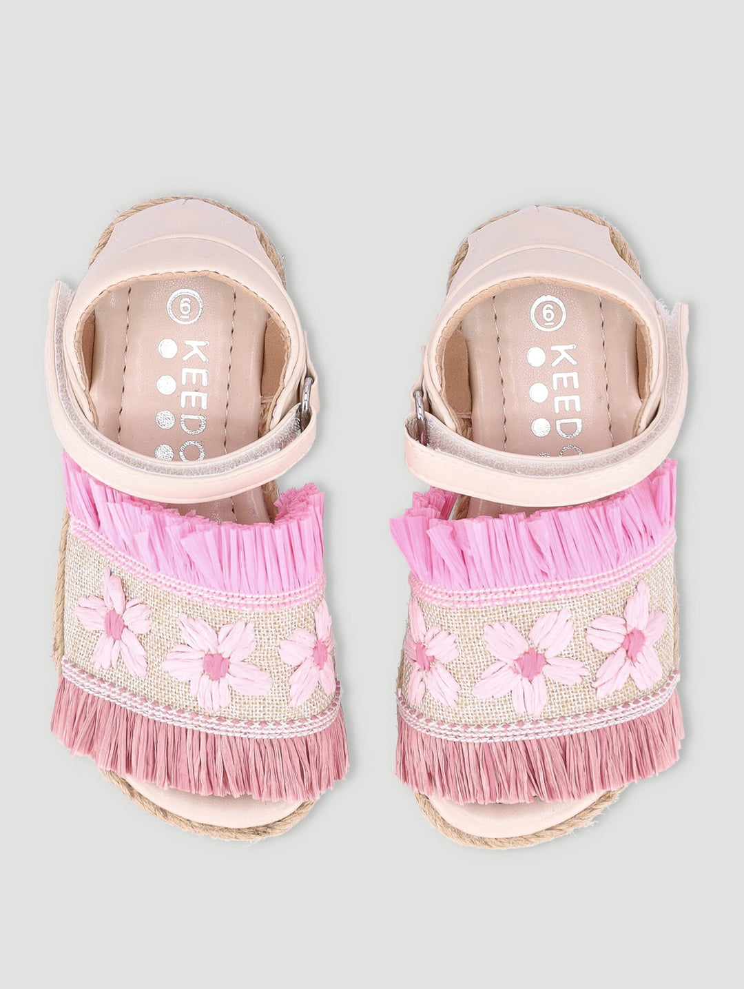 Keedo Girls Straw Sandal - Pink