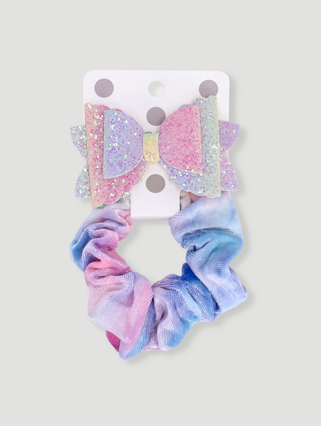 Pre-Girls Glitter Bow Clip Tie Dye Scrunchie - Multi