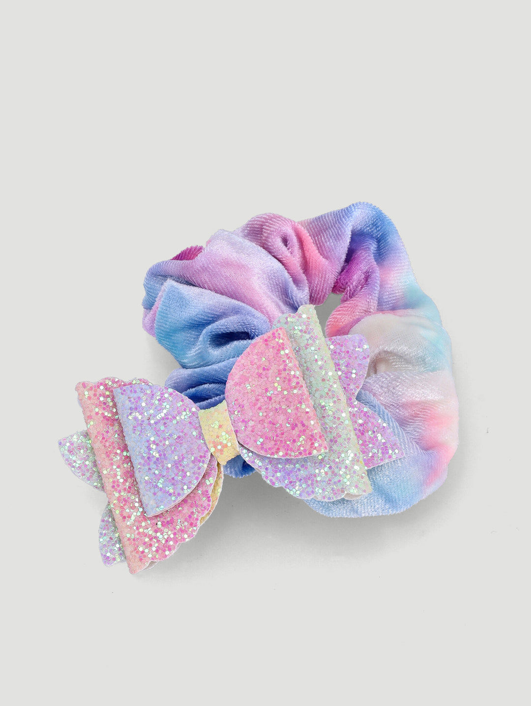 Pre-Girls Glitter Bow Clip Tie Dye Scrunchie - Multi