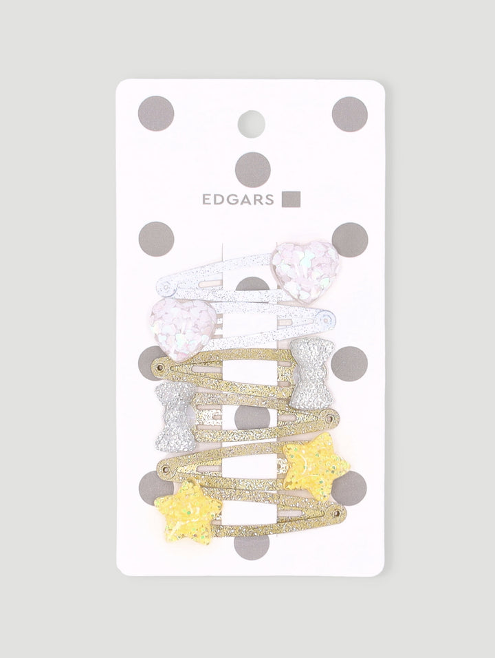 Pre-Girls Glitter Stars Christmas Clips - Gold