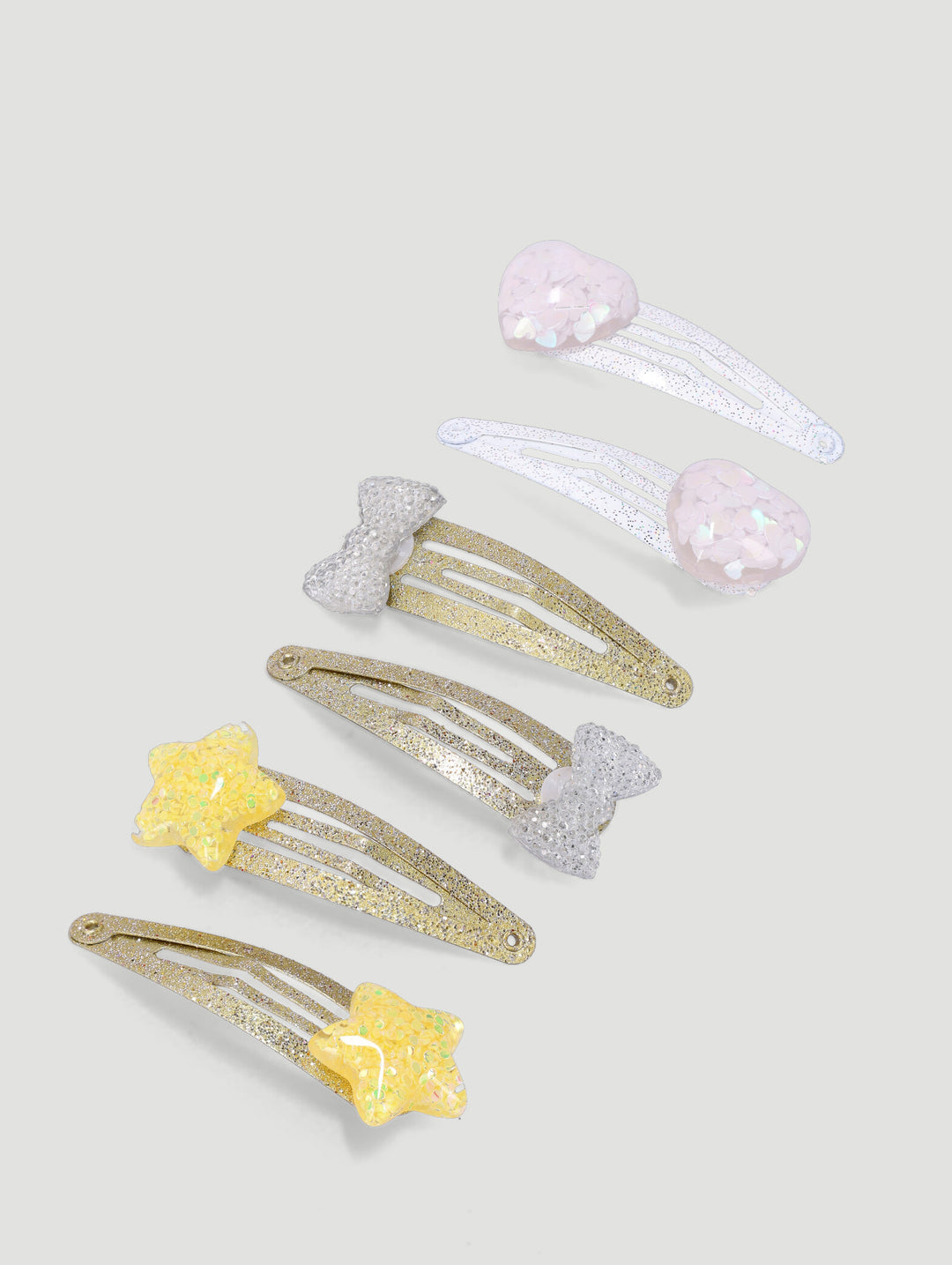 Pre-Girls Glitter Stars Christmas Clips - Gold