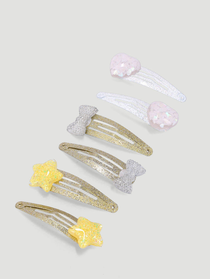 Pre-Girls Glitter Stars Christmas Clips - Gold