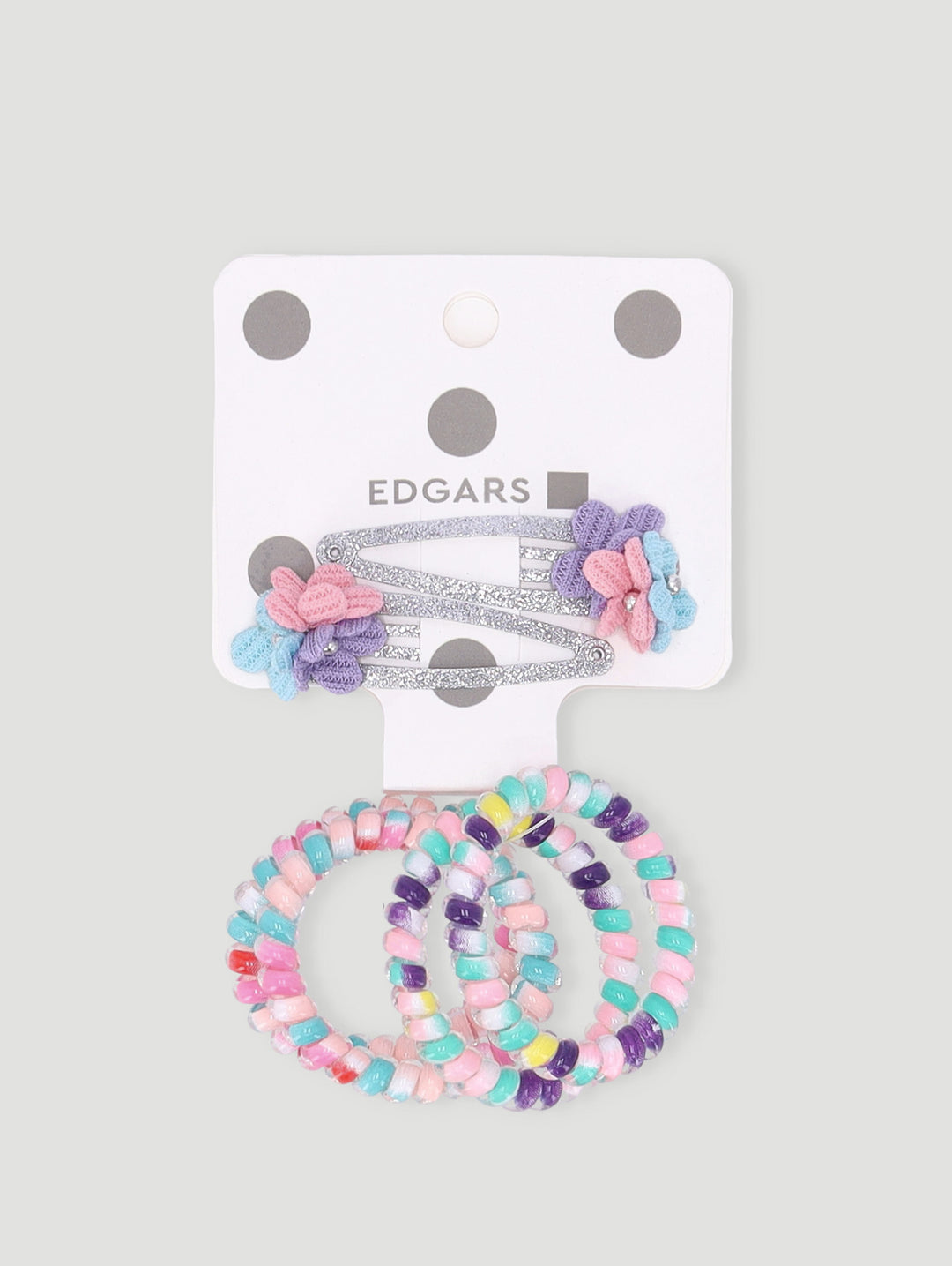 Pre-Girls Coil Elastic With 2 Flower Clips - Aqua
